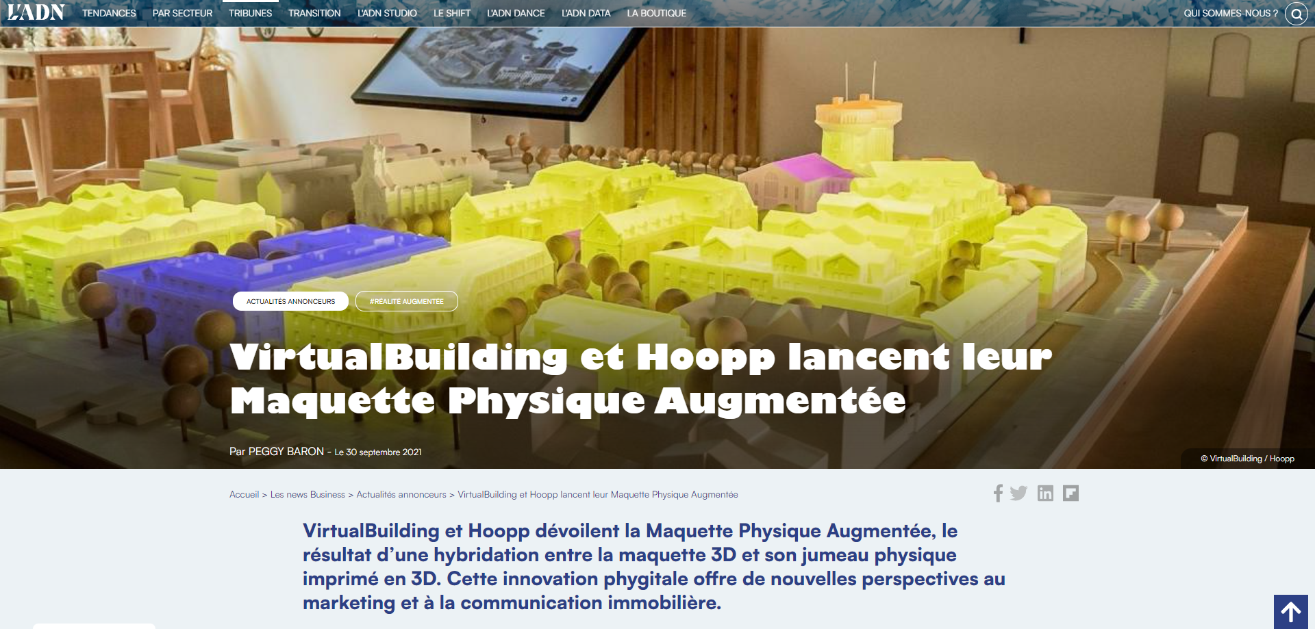 Revue de presse - Découvrez l'article de l'ADN sur PAAM (anciennement la maquette physique augmentée) par HOOPP ! 