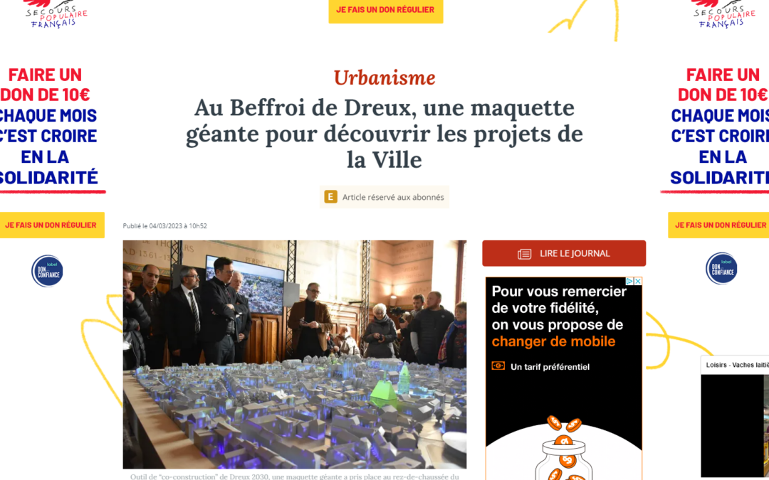 2023 – L’écho Républicain – Au Beffroi de Dreux, une maquette géante pour découvrir les projets de la Ville